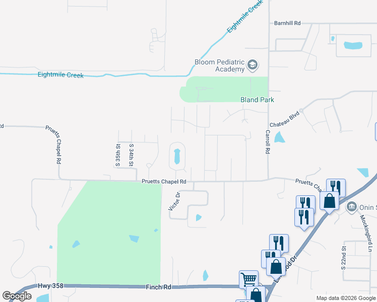 map of restaurants, bars, coffee shops, grocery stores, and more near 23 Enclave Circle in Paragould