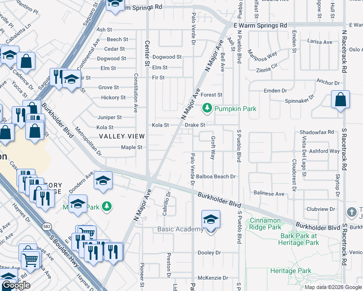 map of restaurants, bars, coffee shops, grocery stores, and more near 308 Eastminister Court in Henderson