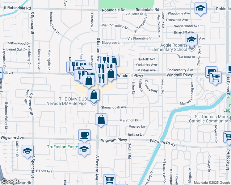 map of restaurants, bars, coffee shops, grocery stores, and more near 2854 Mahogany Grove Avenue in Henderson