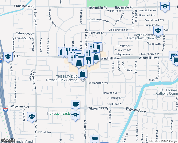 map of restaurants, bars, coffee shops, grocery stores, and more near 2870 Mahogany Grove Avenue in Henderson