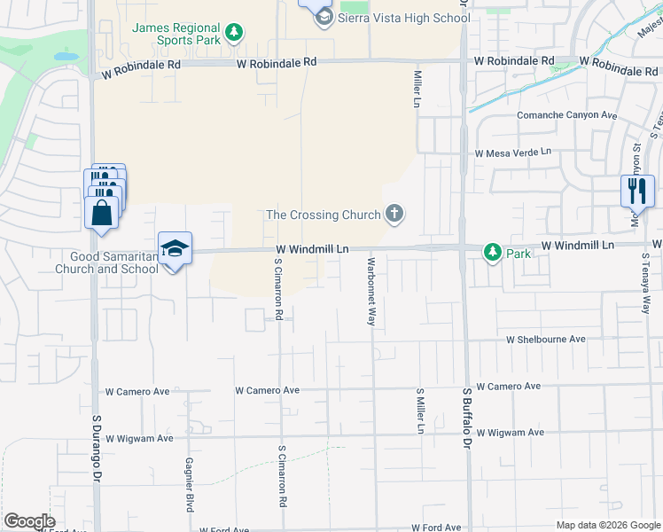 map of restaurants, bars, coffee shops, grocery stores, and more near 8079 Chocolate Hills Court in Las Vegas