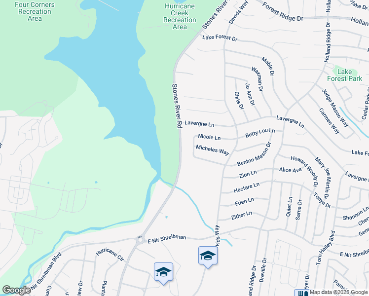 map of restaurants, bars, coffee shops, grocery stores, and more near 542 Stones River Road in La Vergne