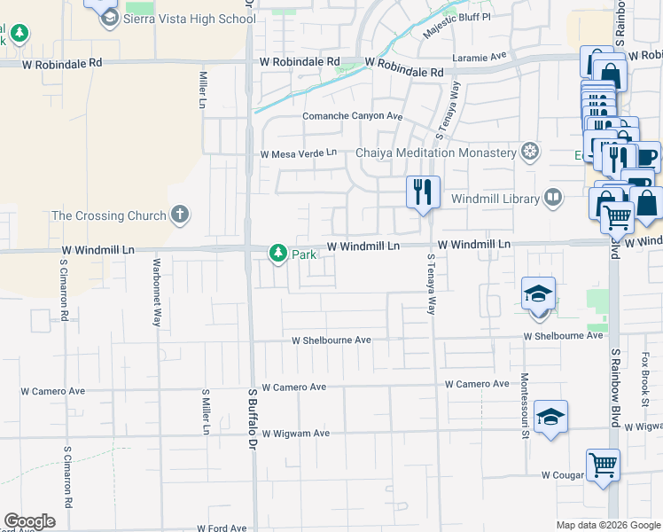 map of restaurants, bars, coffee shops, grocery stores, and more near 8117 Amesbury Canyon Street in Las Vegas