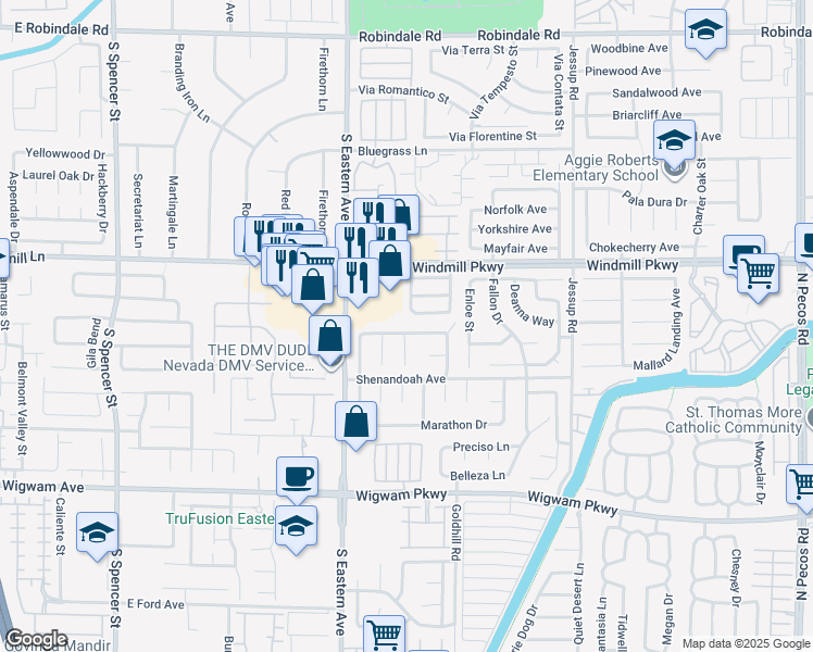 map of restaurants, bars, coffee shops, grocery stores, and more near 2854 Mahogany Grove Avenue in Henderson