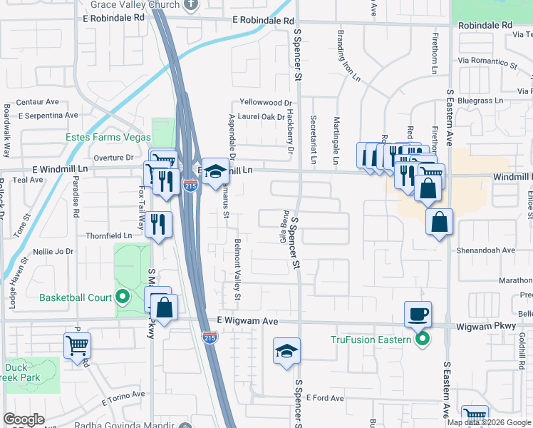 map of restaurants, bars, coffee shops, grocery stores, and more near 1673 Golden Vista Drive in Las Vegas