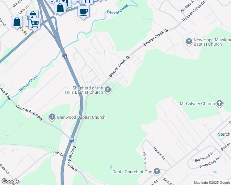 map of restaurants, bars, coffee shops, grocery stores, and more near 406 East Beaver Creek Drive in Knoxville