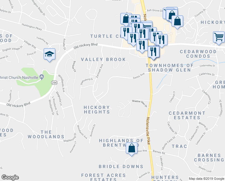 map of restaurants, bars, coffee shops, grocery stores, and more near 457 Swiss Avenue in Nashville