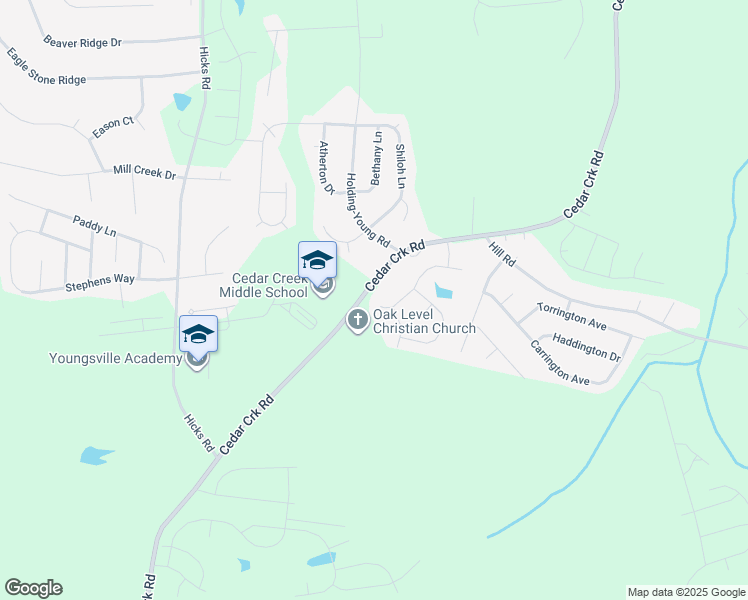 map of restaurants, bars, coffee shops, grocery stores, and more near 170 Walking Trail in Youngsville