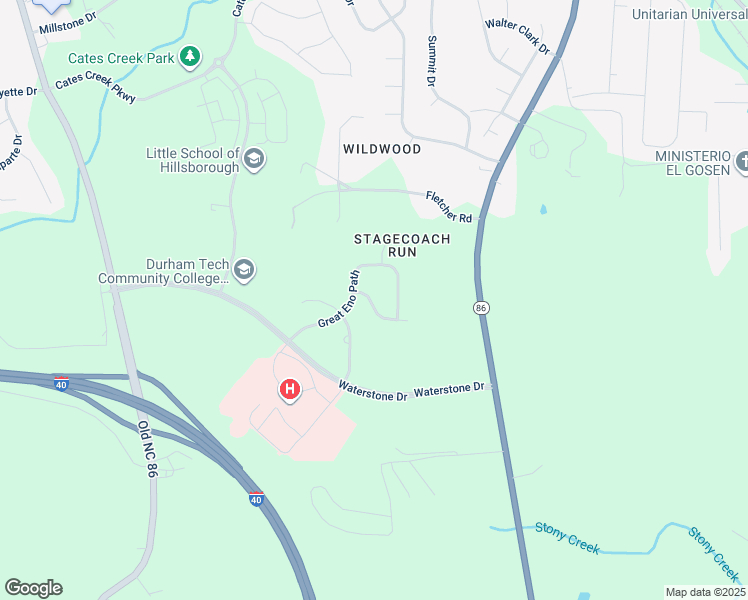 map of restaurants, bars, coffee shops, grocery stores, and more near 539 Historic Drive in Hillsborough