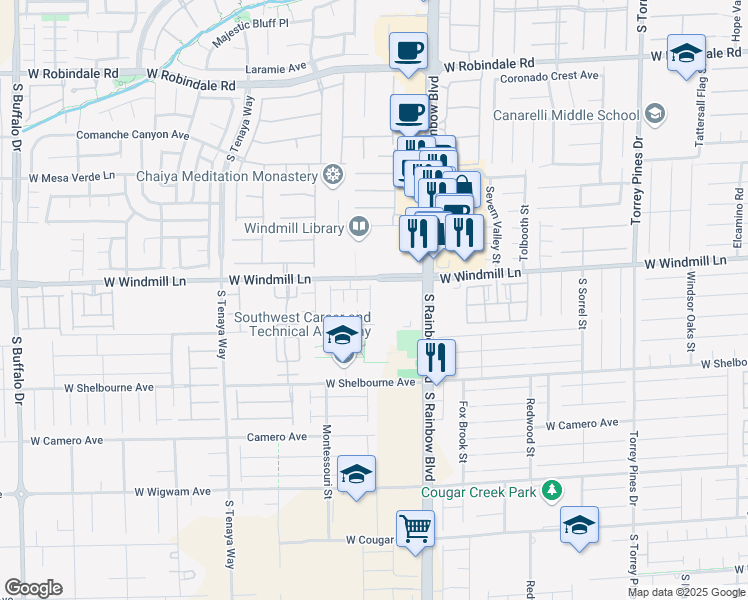 map of restaurants, bars, coffee shops, grocery stores, and more near 8138 Lake Chippewa Street in Las Vegas