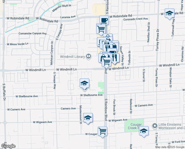 map of restaurants, bars, coffee shops, grocery stores, and more near 8138 Lake Chippewa Street in Las Vegas