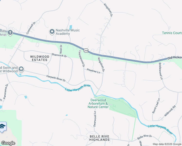 map of restaurants, bars, coffee shops, grocery stores, and more near 1713 Pinetree Lane in Brentwood