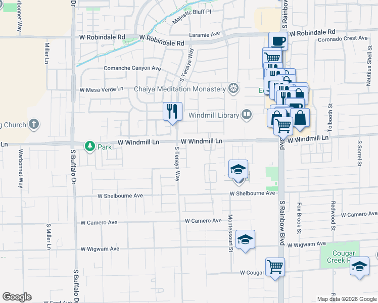 map of restaurants, bars, coffee shops, grocery stores, and more near 8138 Lone Boulder Street in Las Vegas
