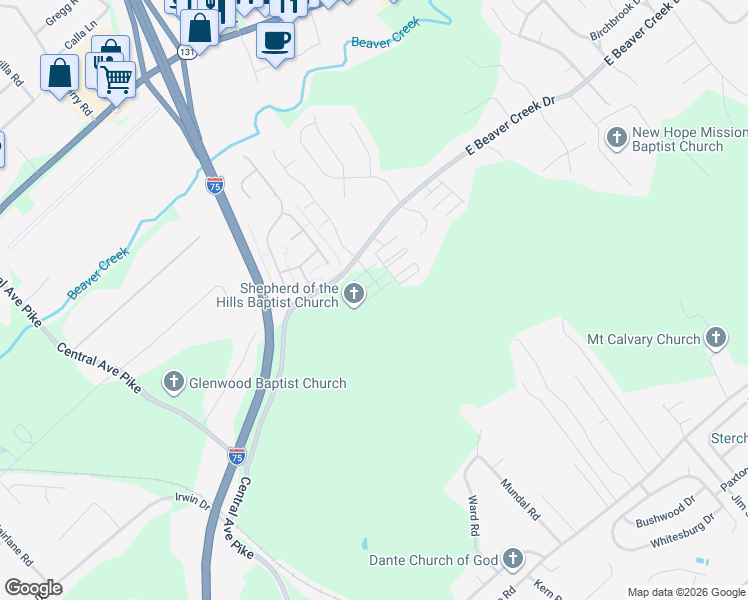 map of restaurants, bars, coffee shops, grocery stores, and more near 406 East Beaver Creek Drive in Knoxville