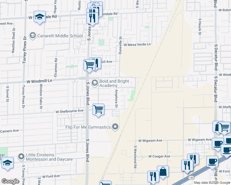 map of restaurants, bars, coffee shops, grocery stores, and more near 8185 Amphora Street in Las Vegas