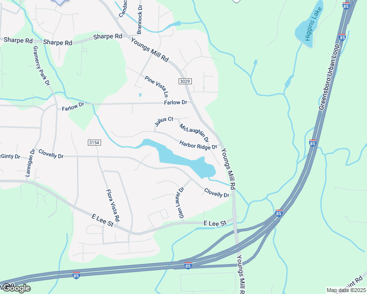 map of restaurants, bars, coffee shops, grocery stores, and more near 4278 Harbor Ridge Drive in Greensboro