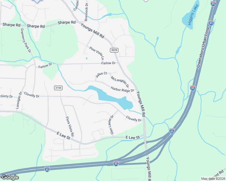 map of restaurants, bars, coffee shops, grocery stores, and more near 4278 Harbor Ridge Drive in Greensboro