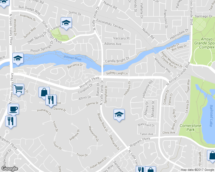 map of restaurants, bars, coffee shops, grocery stores, and more near 1894 Woodhaven Drive in Henderson