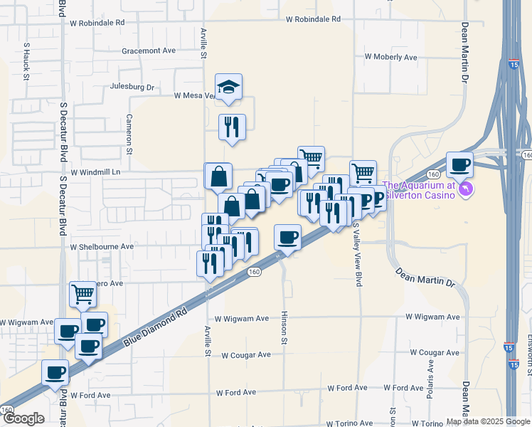 map of restaurants, bars, coffee shops, grocery stores, and more near 4150 Blue Diamond Rd in Las Vegas