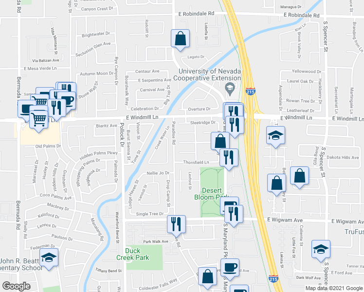 map of restaurants, bars, coffee shops, grocery stores, and more near 1031 Pelican Lake Lane in Las Vegas