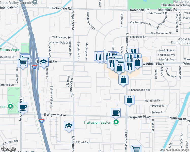 map of restaurants, bars, coffee shops, grocery stores, and more near 8207 Coyado Street in Las Vegas