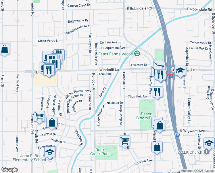 map of restaurants, bars, coffee shops, grocery stores, and more near 8184 Tone Street in Las Vegas