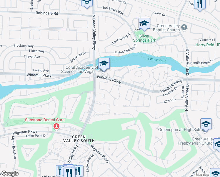 map of restaurants, bars, coffee shops, grocery stores, and more near 187 Reed Lane in Henderson
