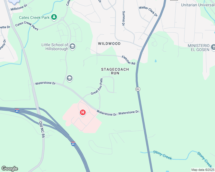 map of restaurants, bars, coffee shops, grocery stores, and more near 535 Historic Drive in Hillsborough