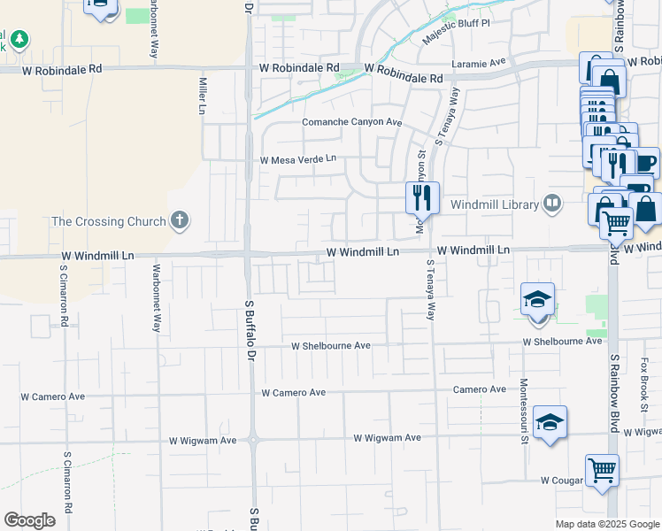 map of restaurants, bars, coffee shops, grocery stores, and more near 8117 Amesbury Canyon Street in Las Vegas