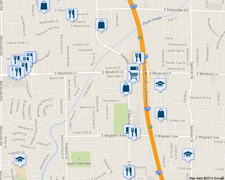 map of restaurants, bars, coffee shops, grocery stores, and more near 8222 Beaverbrook Way in Las Vegas