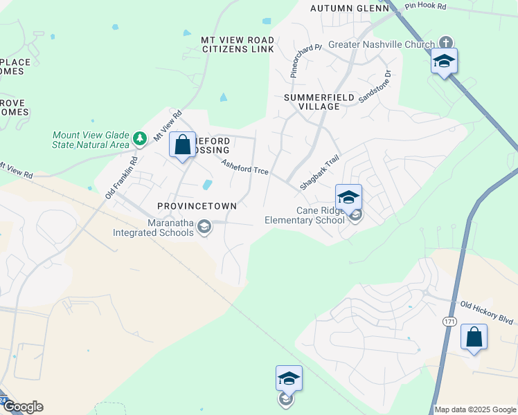 map of restaurants, bars, coffee shops, grocery stores, and more near 509 Chaparal Court in Nashville