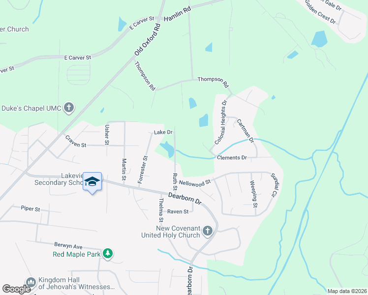 map of restaurants, bars, coffee shops, grocery stores, and more near 3026 Ruth Street in Durham
