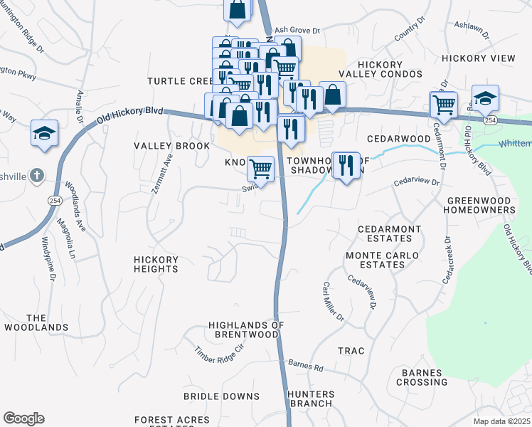 map of restaurants, bars, coffee shops, grocery stores, and more near 5833 Nolensville Pike in Nashville