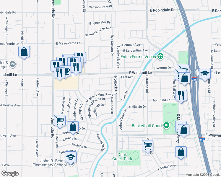 map of restaurants, bars, coffee shops, grocery stores, and more near 770 Hermosa Palms Avenue in Las Vegas