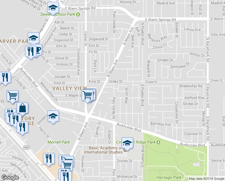 map of restaurants, bars, coffee shops, grocery stores, and more near 813 Verde Canyon Drive in Henderson