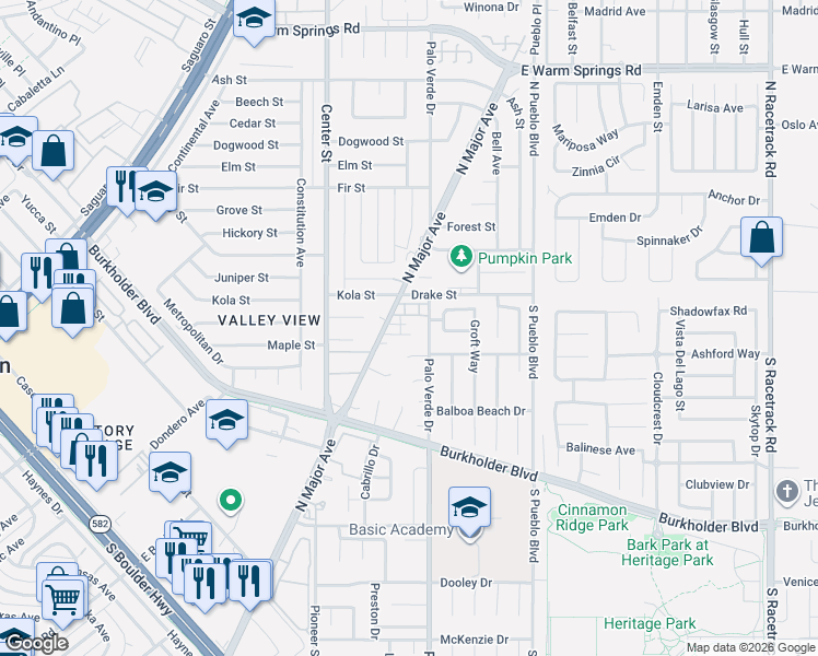 map of restaurants, bars, coffee shops, grocery stores, and more near 304 Eastminister Court in Henderson