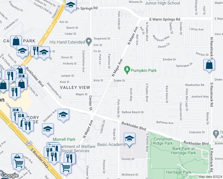map of restaurants, bars, coffee shops, grocery stores, and more near 304 Eastminister Court in Henderson