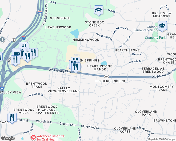 map of restaurants, bars, coffee shops, grocery stores, and more near in Nashville
