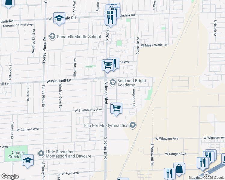 map of restaurants, bars, coffee shops, grocery stores, and more near in Las Vegas