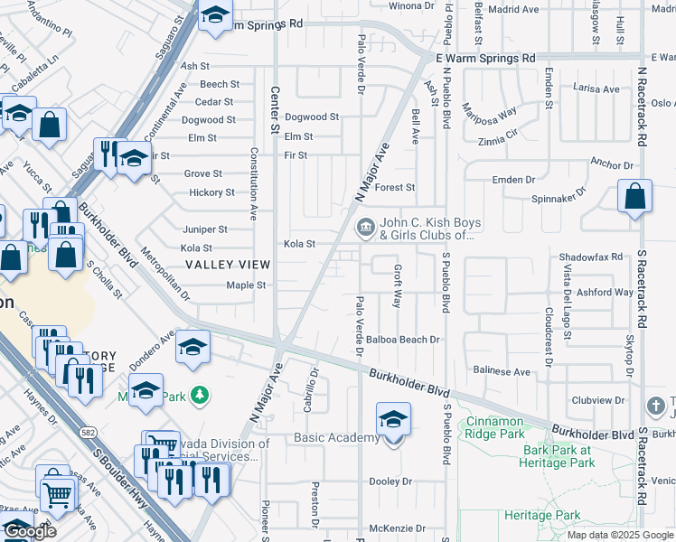 map of restaurants, bars, coffee shops, grocery stores, and more near 305 Eastminister Court in Henderson