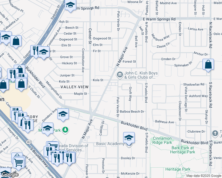 map of restaurants, bars, coffee shops, grocery stores, and more near 304 Eastminister Court in Henderson