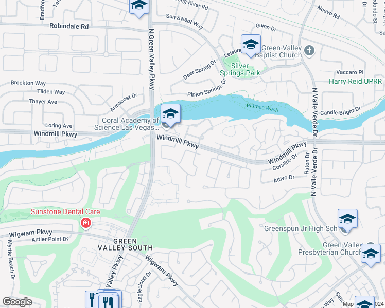 map of restaurants, bars, coffee shops, grocery stores, and more near 193 Jeri Drive in Henderson