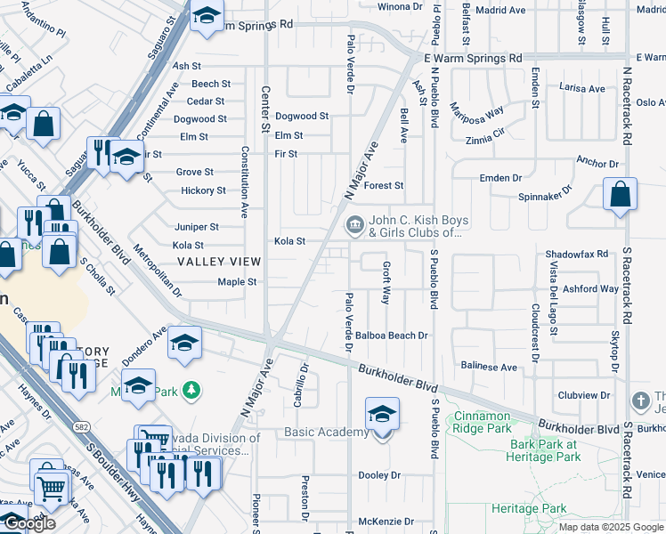 map of restaurants, bars, coffee shops, grocery stores, and more near 307 Eastminister Court in Henderson
