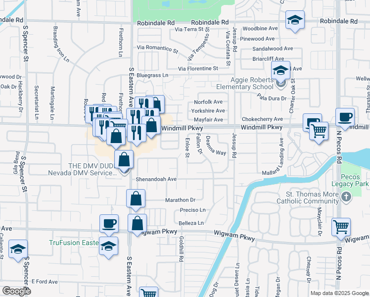 map of restaurants, bars, coffee shops, grocery stores, and more near 175 Enloe Street in Henderson