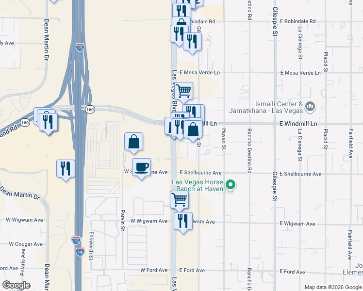 map of restaurants, bars, coffee shops, grocery stores, and more near 8168 South Las Vegas Boulevard in Las Vegas