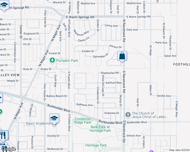 map of restaurants, bars, coffee shops, grocery stores, and more near 108 Cloudcrest Drive in Henderson