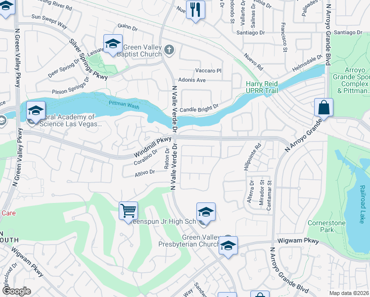 map of restaurants, bars, coffee shops, grocery stores, and more near 1894 Woodhaven Drive in Henderson