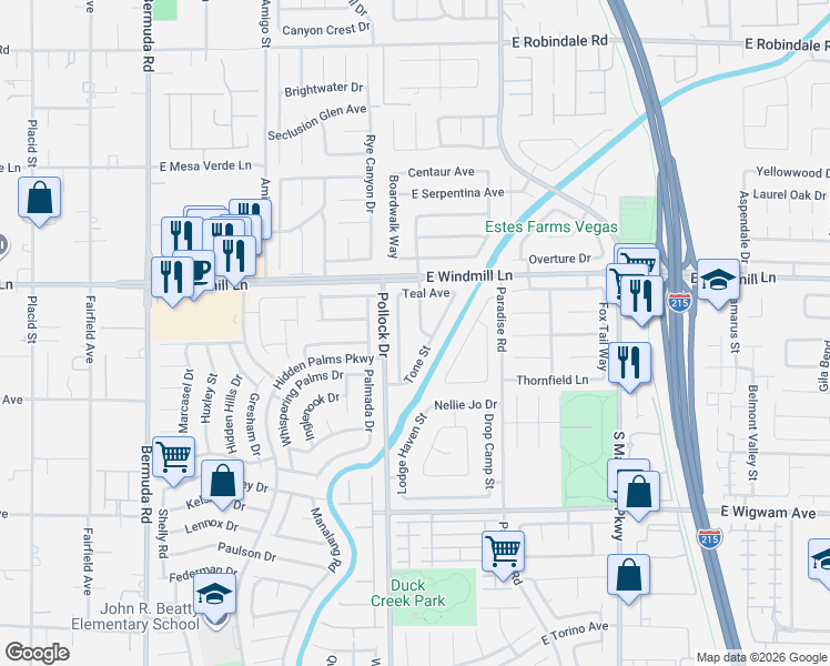 map of restaurants, bars, coffee shops, grocery stores, and more near 8186 Burnt Sienna Street in Las Vegas