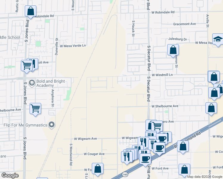 map of restaurants, bars, coffee shops, grocery stores, and more near 8170 Inhibition Court in Las Vegas