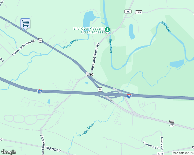 map of restaurants, bars, coffee shops, grocery stores, and more near 5106 Laurel Ridge Road in Durham